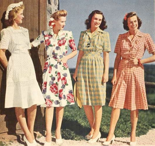 Splendette 1940s Spring Summer Style Fashion tea dresses heeled pumps vintage hair