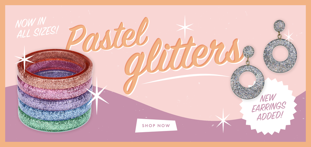 Splendette vintage inspired 1950s style SS21 Pastel Glitters website banner graphic