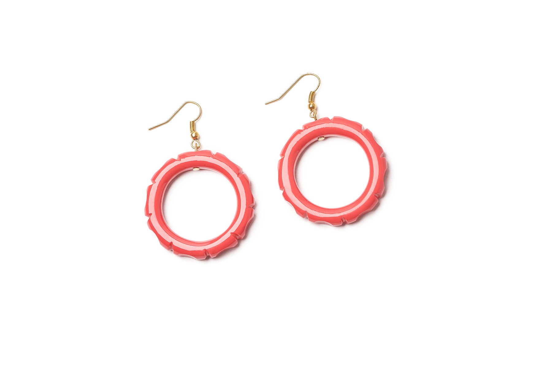 Vintage Style Hibiscus Heavy Carve Drop Hoop Earrings – Splendette