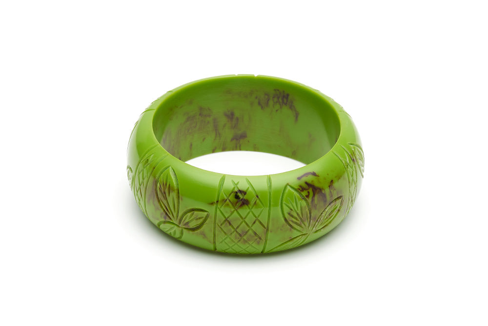 Bakelite style wide bangle in alder green