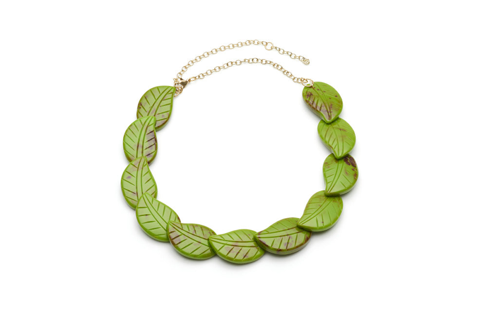 Bakelite style bead necklace in alder green