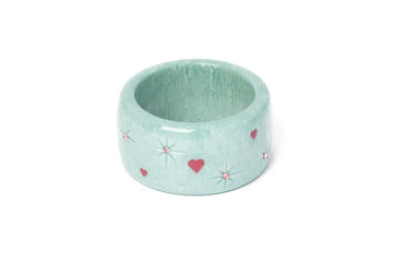 Splendette vintage inspired 1950s Valentine's style pastel blue carved small size Extra Wide Baby Doll Starburst Maiden Bangle