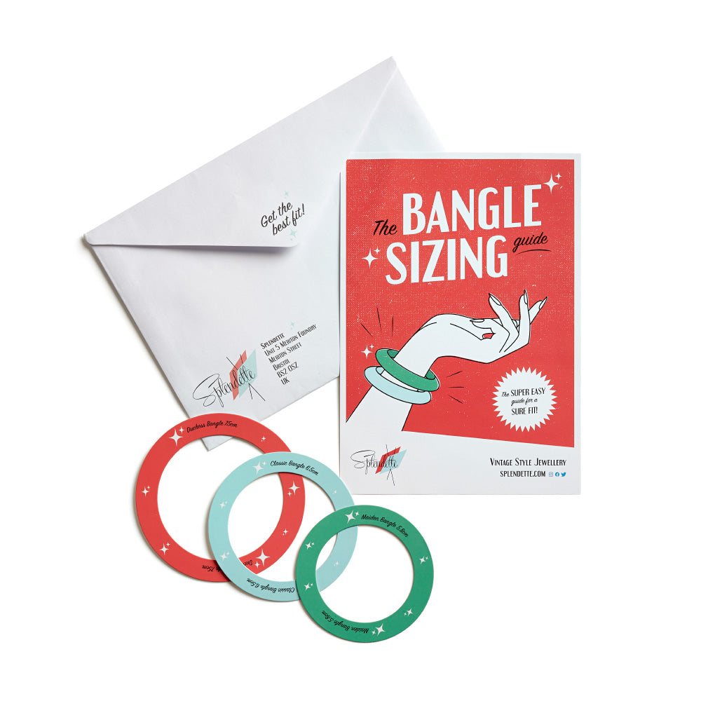 Splendette vintage inspired bangle size guide for smaller Maiden, standard Classic and larger Duchess sized bangles