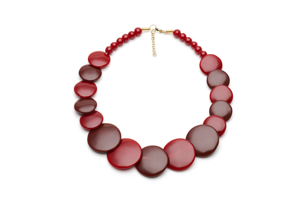 Rockabilly Style disc necklace in mulberry