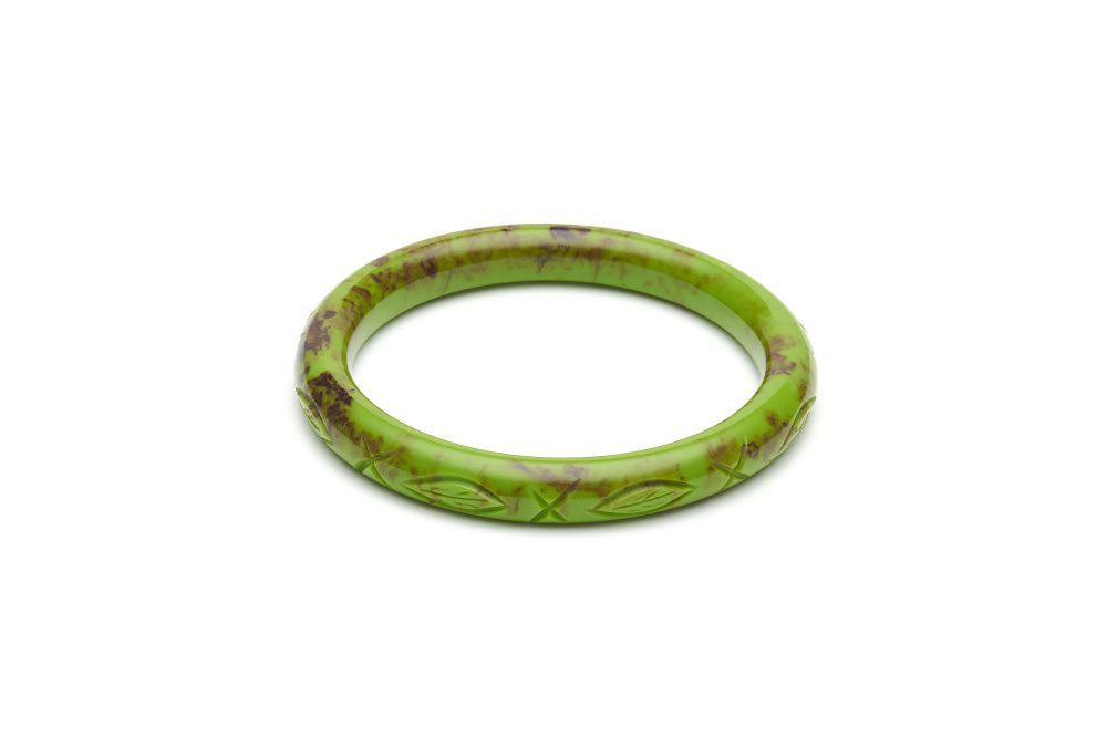 Bakelite style narrow bangle in alder green