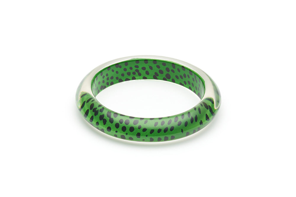 Splendette vintage inspired 1950s rockabilly style Green Leopard Bangle in Classic size