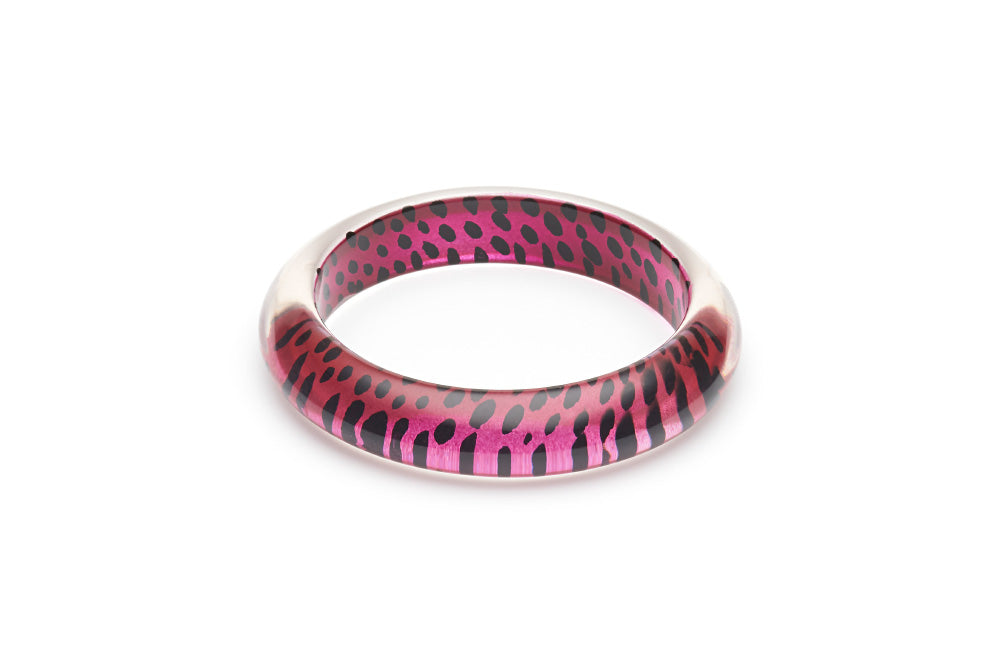 Splendette vintage inspired 1950s rockabilly style Mulberry Leopard Bangle in Classic size