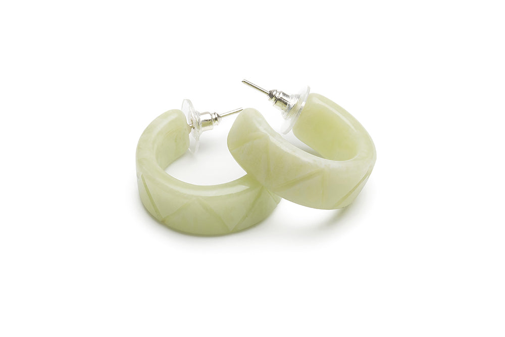 1940s Bakelite Style Pale Green Hoop Earrings