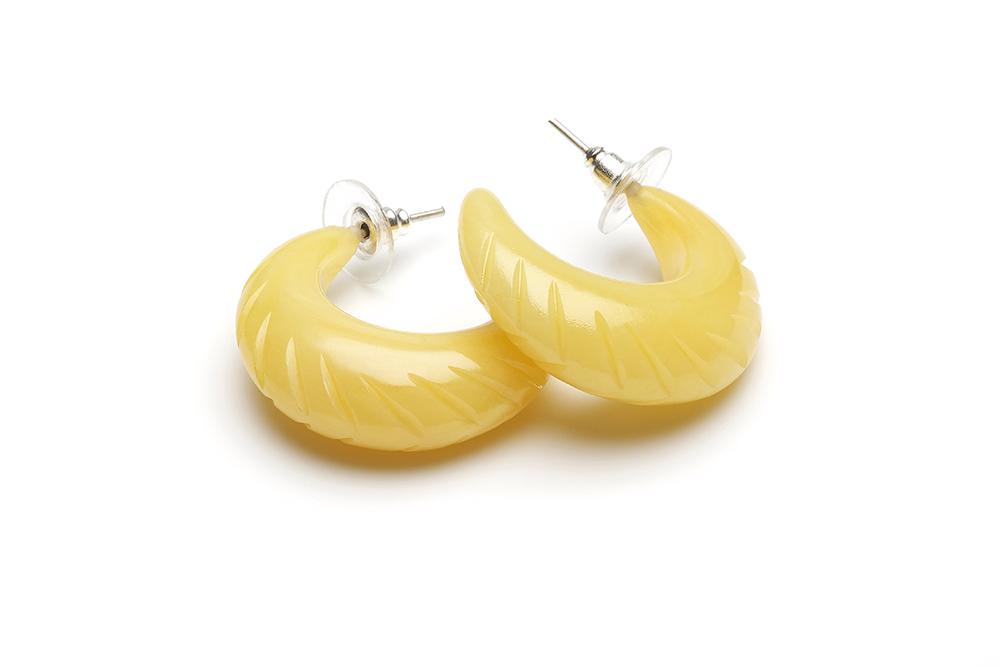 Handmade Lemon Yellow Vintage Style Hoop Earrings