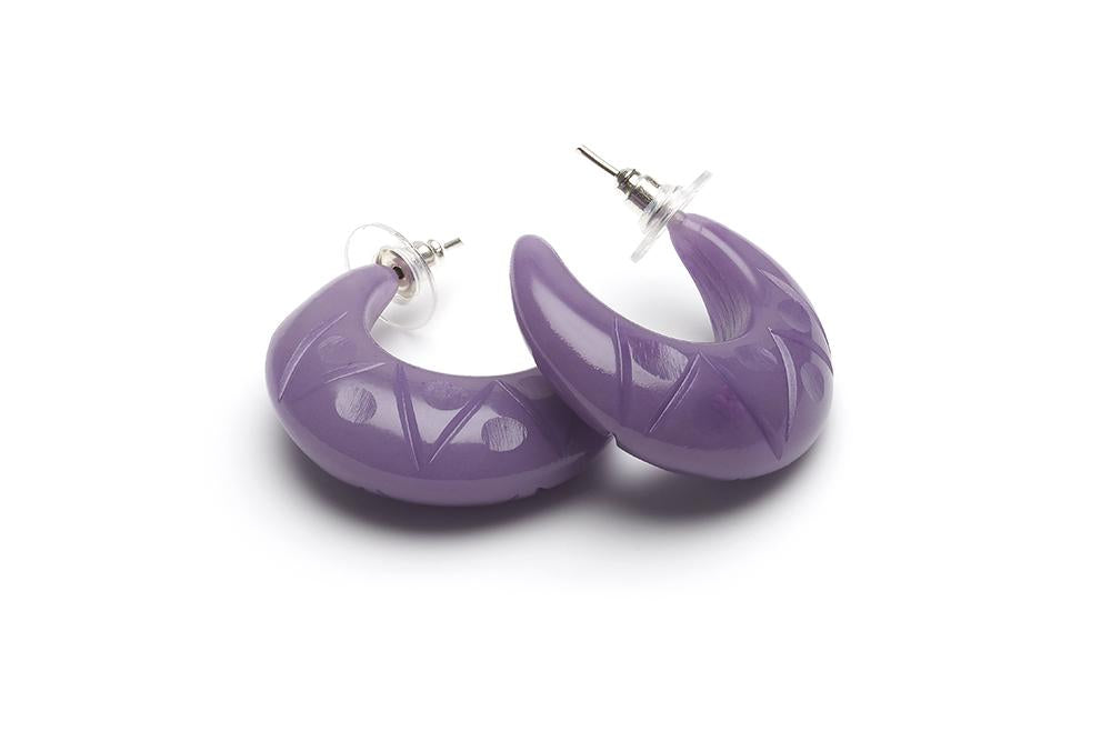 1940s Style Hoop Earrings in Amethyst Purple Fakelite