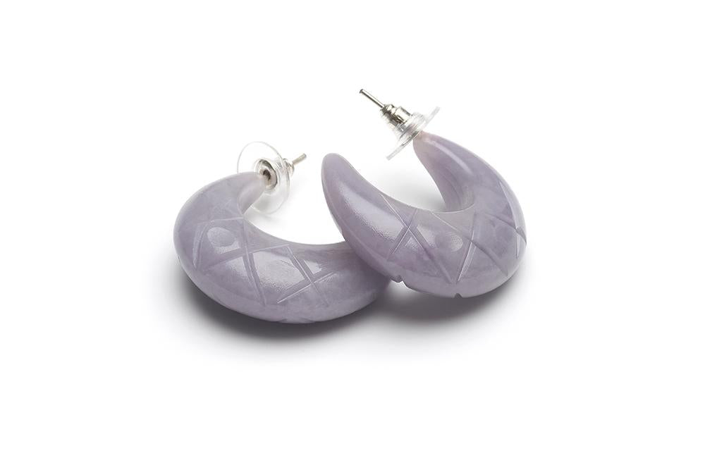 1940s Style Hoop Earrings in Lilac Fakelite