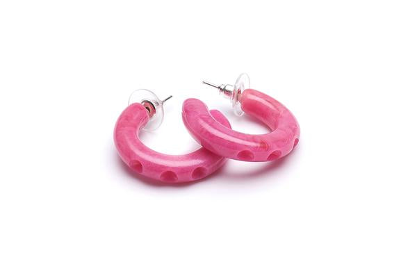 1950s Style Hoop Earrings in Candy Pink Fakelite