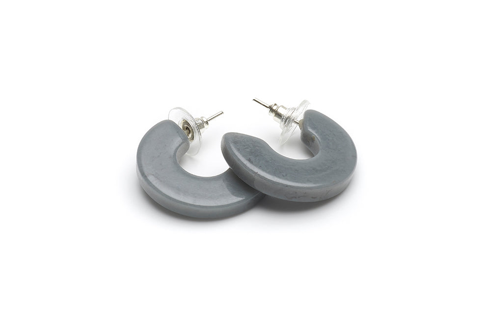 Vintage Style Hoop Earrings in Stone Grey Fakelite
