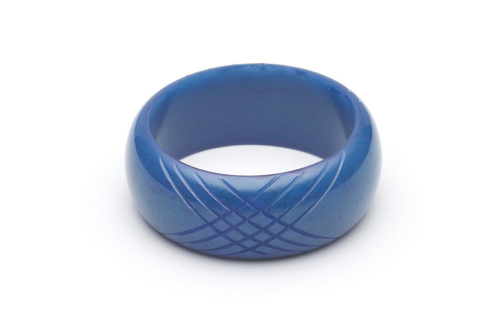 Handmade Larger Size Bangle in Wide Periwinkle Blue Fakelite