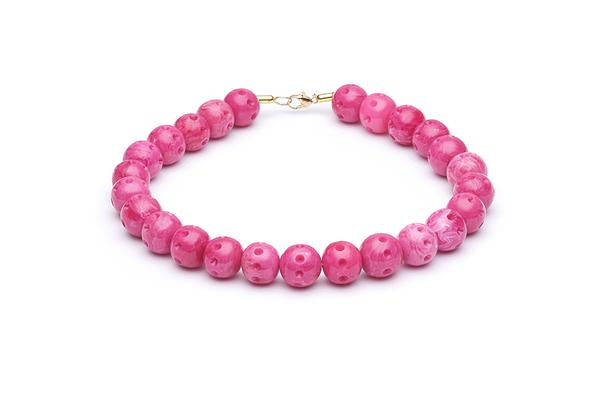 1950s Style Bead Necklace in Candy Pink Fakelite