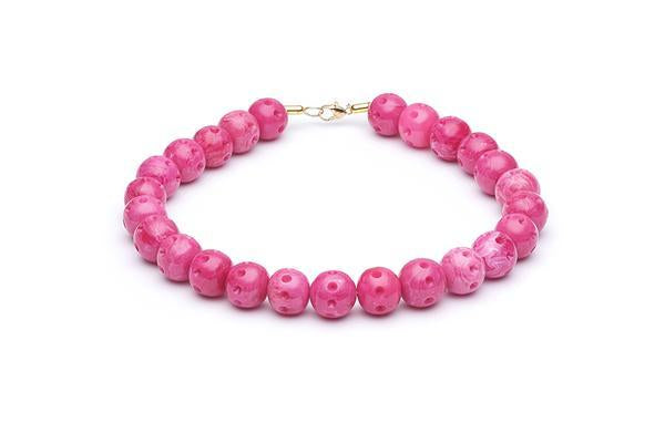 1950s Style Bead Necklace in Candy Pink