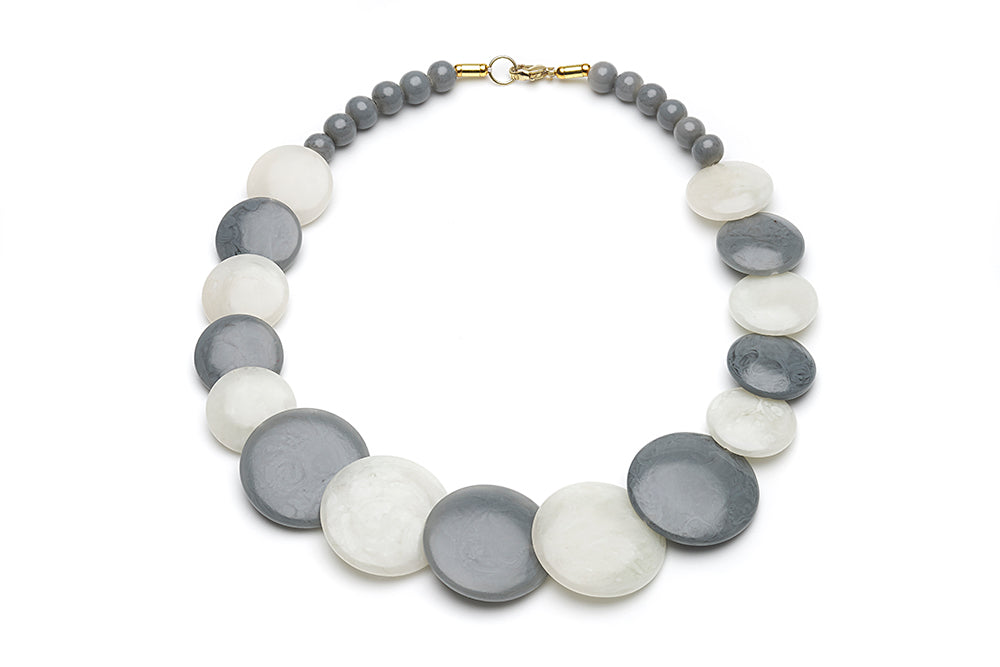 Vintage Style Disc Necklace in Stone and Cloud Grey Fakelite