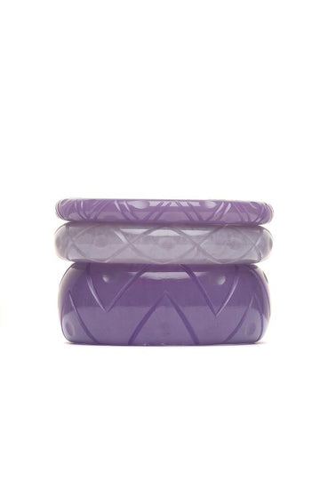 1940s Style Larger Size Bangle Set of 3 in Purple
