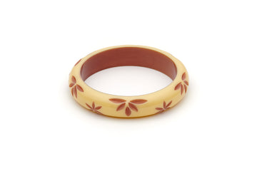 Splendette vintage inspired 1950s style cream carved Duotone fakelite Midi Lait Carved Bangle in Classic size
