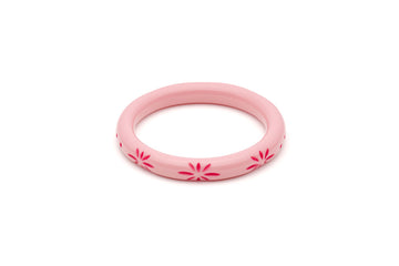 Splendette vintage inspired 1950s pin up style soft pink Duotone fakelite Narrow Ripple Carved Bangle in Maiden size