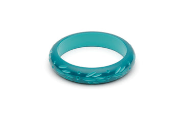 Splendette vintage inspired 1950s style teal Duotone fakelite Midi Dragonfly Carved Bangle in Classic size