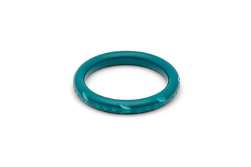 Splendette vintage inspired 1950s style teal Duotone fakelite Narrow Dragonfly Carved Bangle in Maiden size