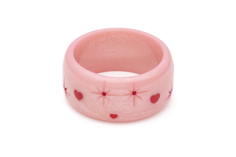Splendette vintage inspired 1950s style Valentine's pink Extra Wide Sweetheart Starburst Bangle in Classic size