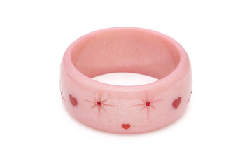 Splendette vintage inspired 1950s style Valentine's pink Extra Wide Sweetheart Starburst Bangle in larger Duchess size