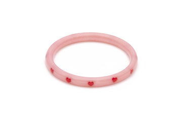 Splendette vintage inspired 1950s style Valentine's pink Narrow Sweetheart Diamante Bangle in larger Duchess size