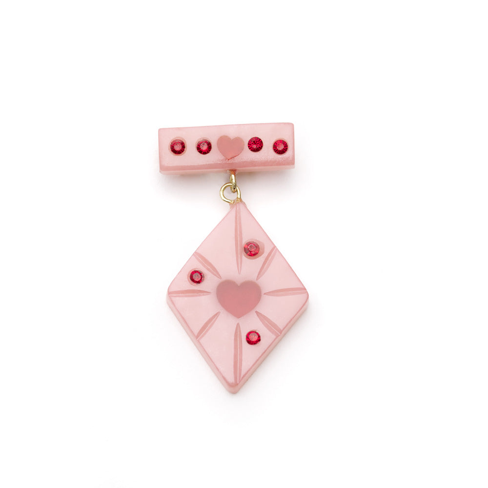 Splendette vintage inspired 1950s style Valentine's pink Sweetheart Starburst Brooch