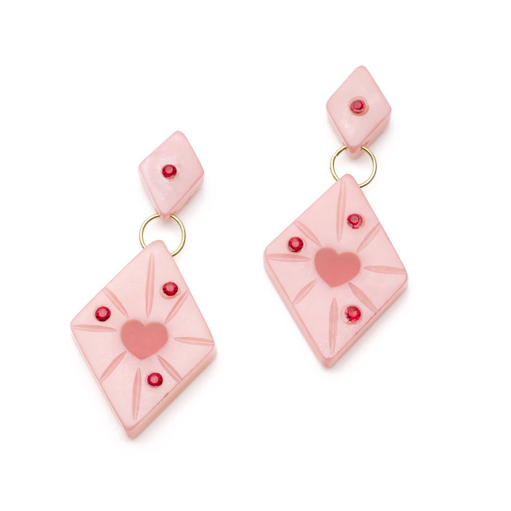 Splendette vintage inspired 1950s style Valentine's pink Sweetheart Starburst Earrings