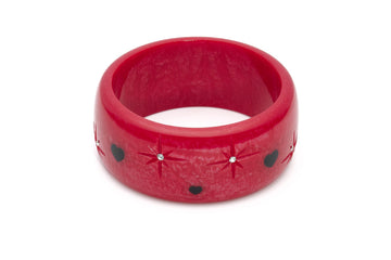 Splendette vintage inspired 1950s style Valentine's red Extra Wide Heartthrob Starburst Bangle in larger Duchess size