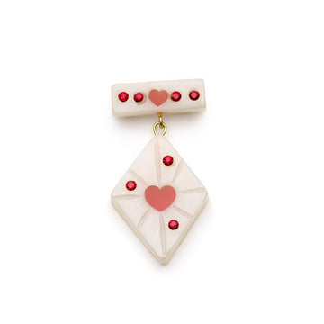 Splendette vintage inspired 1950s style Valentine's white Narrow Secret Admirer Starburst Brooch