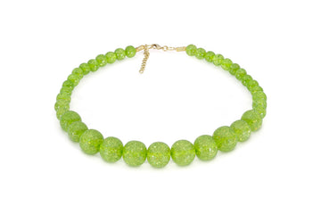 Splendette vintage inspired 1950s pin up style new bright green Lime Glitter Bead Necklace