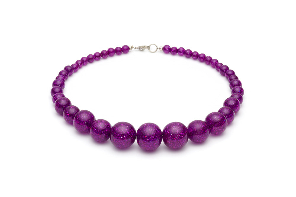 Splendette vintage inspired 1950s pin up style Halloween Purple Glitter Bead Necklace
