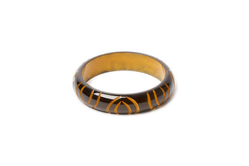 Splendette vintage inspired 1930s style carved yellow small size Midi Black Sand Maiden Bangle