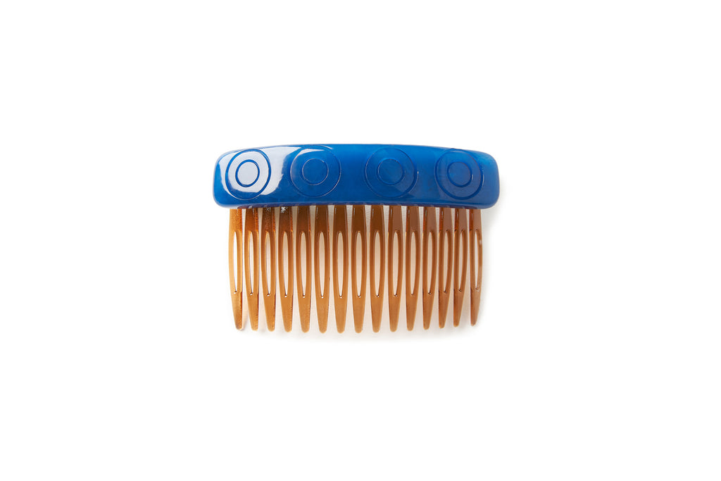 Splendette vintage inspired 1940s style carved Bristol Blue Fakelite Hair Comb