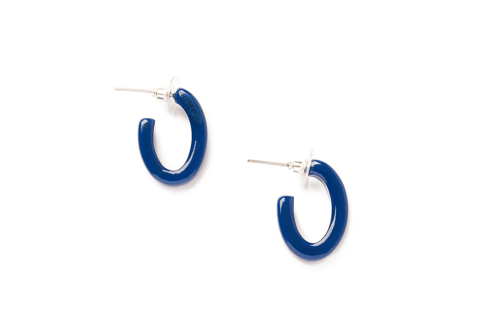 Splendette vintage inspired 1940s style navy blue fakelite Darkness Earrings