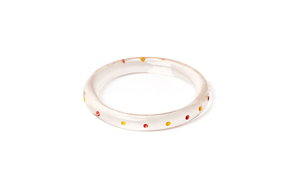 Splendette vintage inspired 1940s style orange and yellow Narrow Citrus Clear Bangle