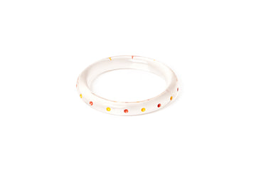 Splendette vintage inspired 1940s style orange and yellow smaller size Narrow Cirus Clear Maiden Bangle