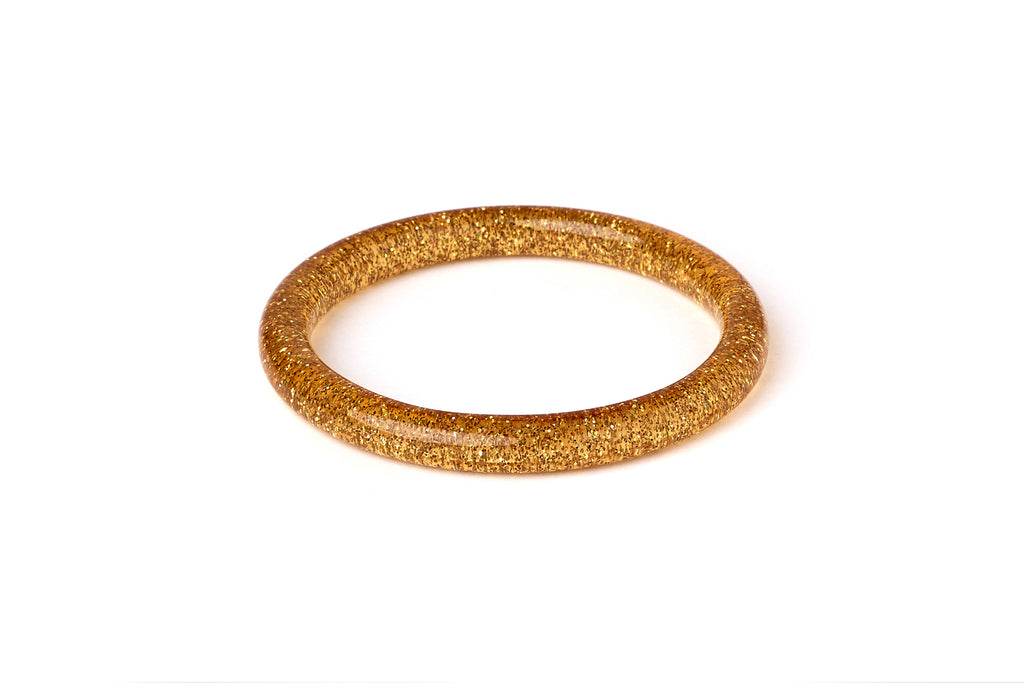 Splendette vintage inspired 1950s pin up style Narrow Pale Gold Glitter Bangle in Classic size