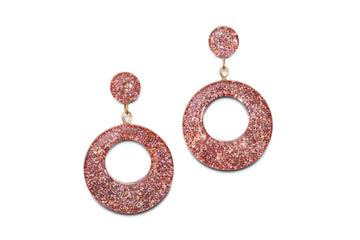 Splendette vintage inspired 1950s pin up style Peachy Glitter Drop Hoop Earrings