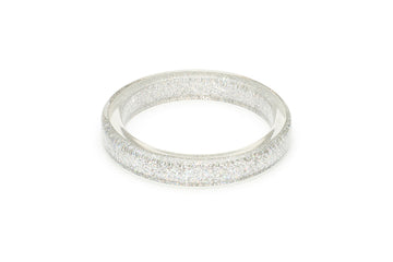 Splendette vintage inspired 1950s pin up style Silver Glitter Bangle in Classic size