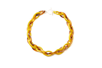 Splendette vintage inspired Bakelite style yellow and brown tortoiseshell fakelite Citrine Necklace