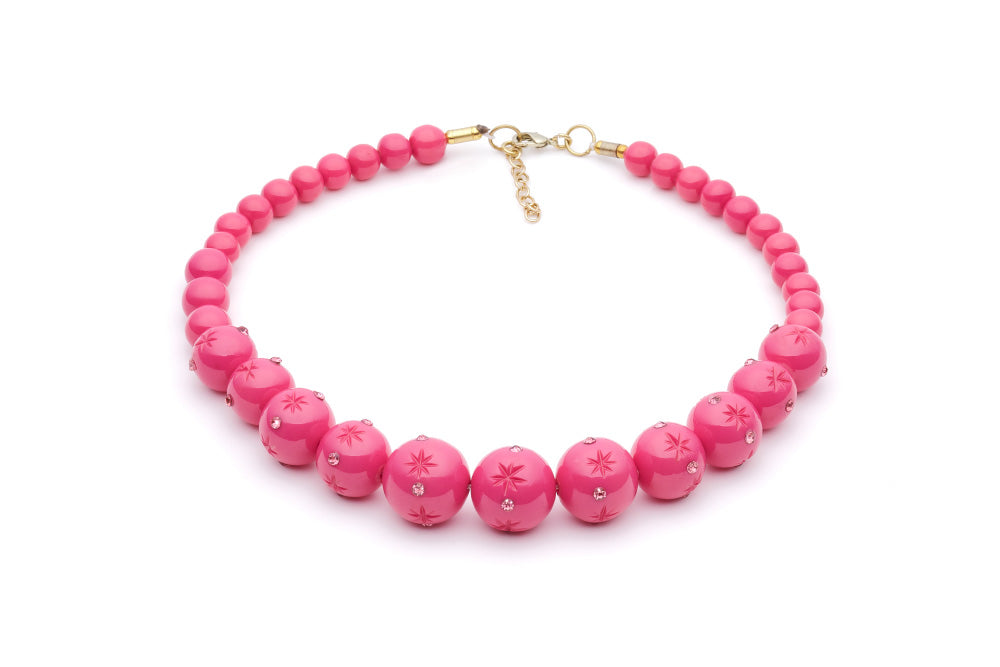 Splendette vintage inspired pink fakelite charity range Cancer Awareness Bead Necklace