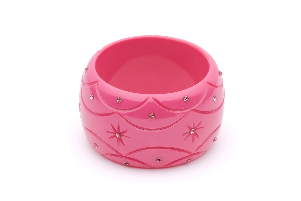 Splendette vintage inspired pink fakelite charity range Extra Wide Cancer Awareness Bangle