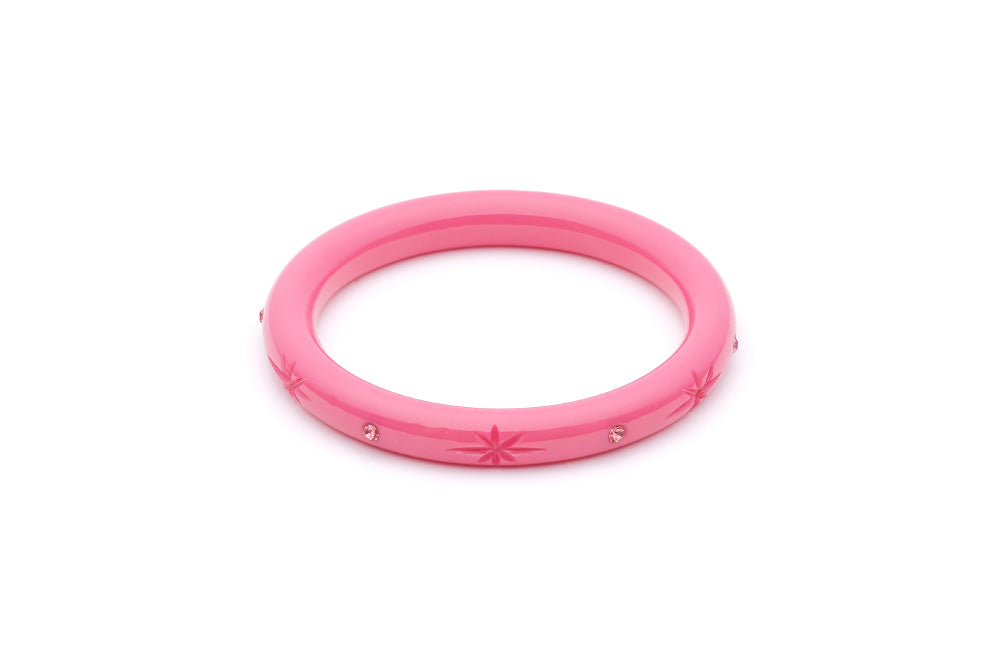 Splendette vintage inspired pink fakelite charity range Narrow Cancer Awareness Bangle