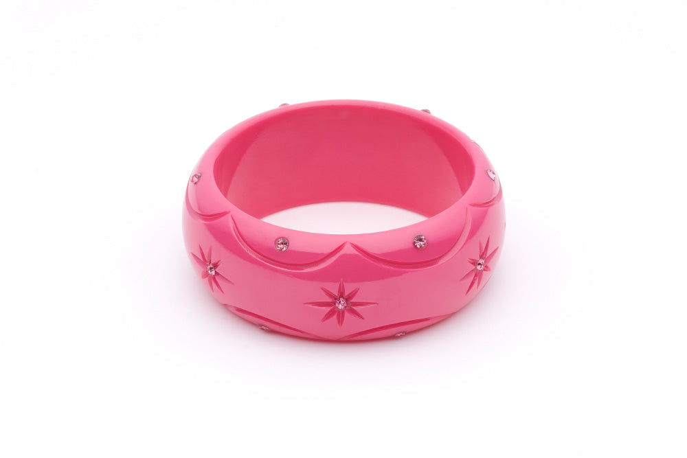 Splendette vintage inspired pink fakelite charity range Wide Cancer Awareness Bangle