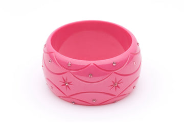 Splendette vintage inspired pink fakelite charity range large size Extra Wide Cancer Awareness Duchess Bangle
