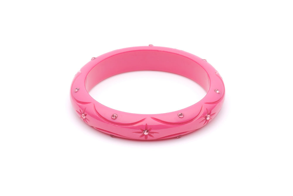 Splendette vintage inspired pink fakelite charity range large size Midi Cancer Awareness Duchess Bangle